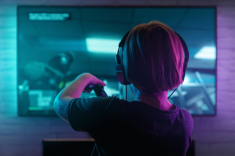 Close-up of a video game controller